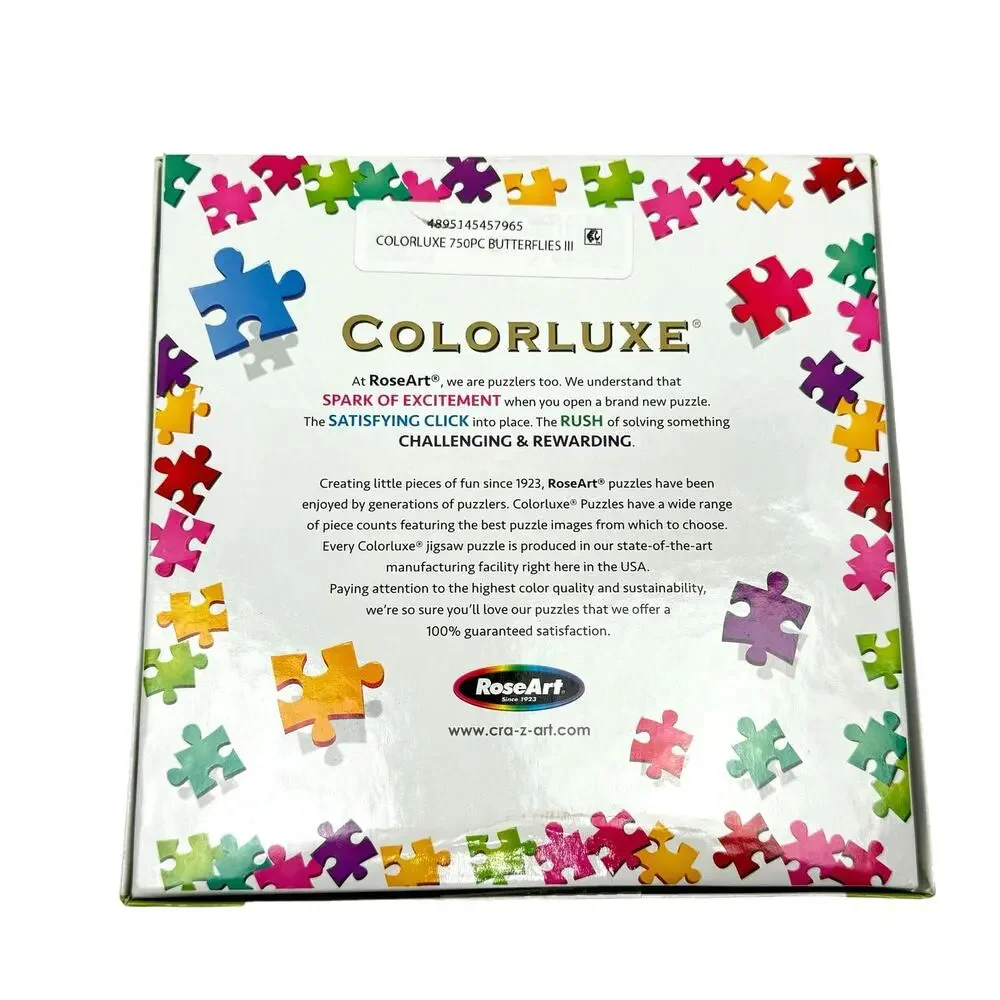 RoseArt Colorluxe Animal Life Butterflies 750 Piece Jigsaw Puzzle *COMPLETE*